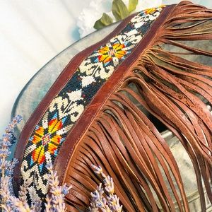 Beaded fringe hippie/western leather belt